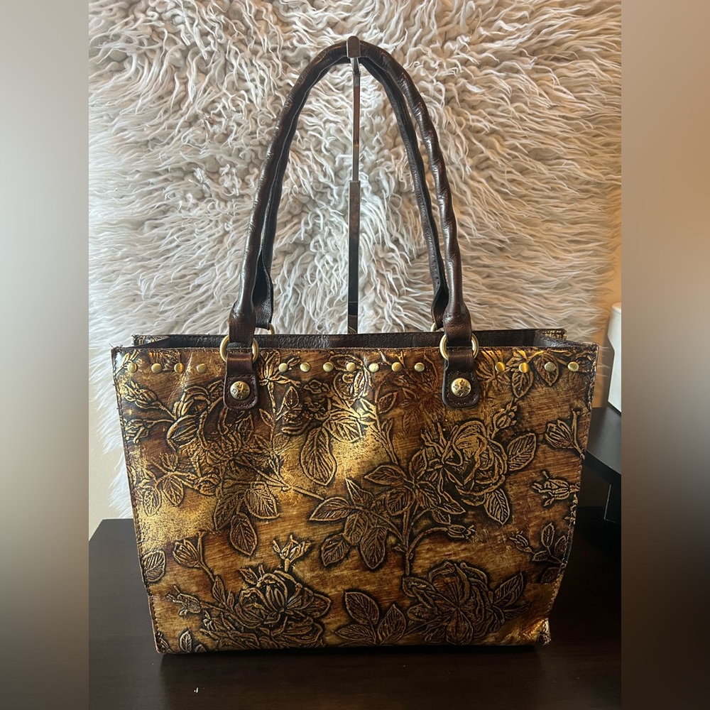 Patrica Nash Zancona Metallic Embossed Leather Purse